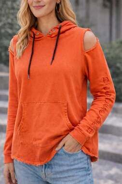 Dolls Kill Poster Grl Oversize Cut Out Hoodie Orange